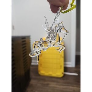 Vintage Hand Blown Crystal Prancing Unicorn  Rare Ornament‎